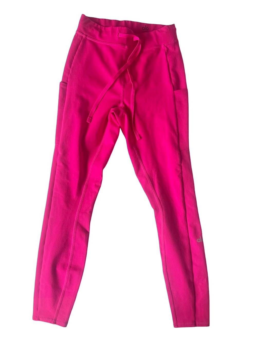 ALO Women’s Pink Checkpoint High Waist Pocket 7/8 Leggings